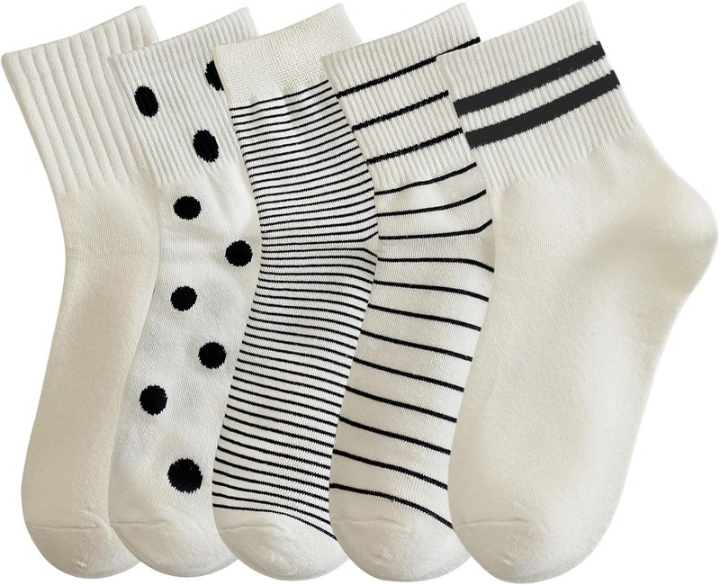 Arukora Store Women's Polka Dot & Striped Crew Cute Ankle Socks Size 5-9 - Image 1